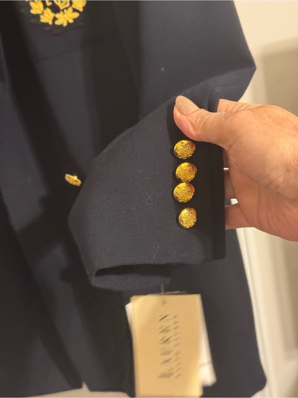 Ralph Lauren Navy Double-Breasted Blazer with Gold Crest Patch - Picture 8 of 11